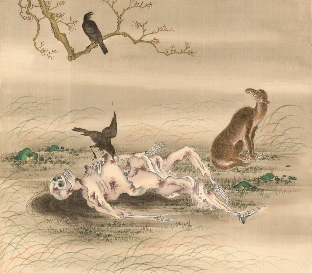 blackym25's tweet photo. Kusōzu 九相图
19th century 
drawed by Kitō Dōkyō 纪藤道恭（Japan） https://t.co/urNrb4REk3