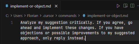 codinginflow's tweet photo. One of my favorite Cursor commands. Together with Opus 4.6, this has saved me from a lot of bad design decisions. https://t.co/JykAToJp0m