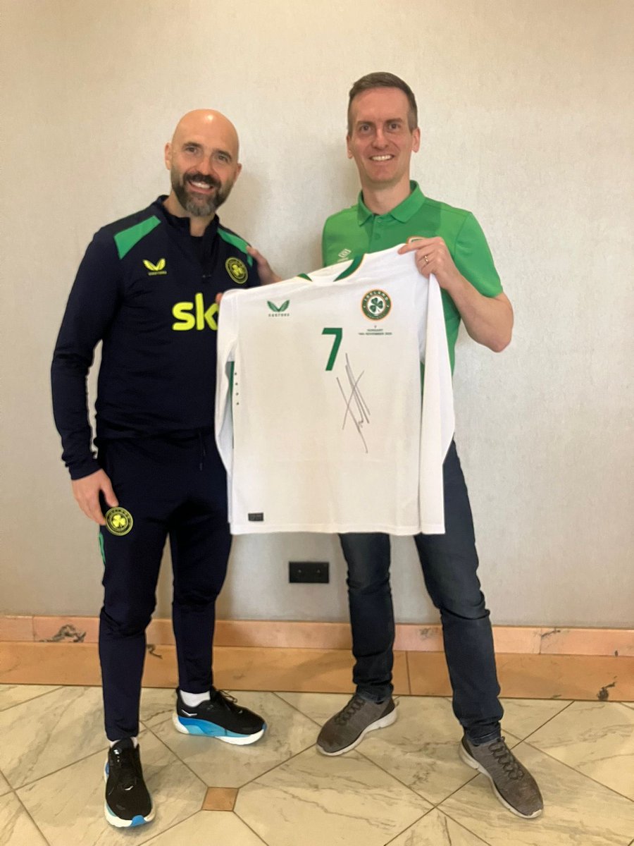 IrlAmbHungary's tweet photo. Looking forward to @IHBCircle #StPatricksDay charity gala this weekend, which will raise millions of Forint for Hungary’s most vulnerable people. Thanks to @IrelandFootball we’ve a special auction item - the shirt Troy Parrott wore at the Puskas Arena, signed by the man himself. https://t.co/QQdaJGtyGh