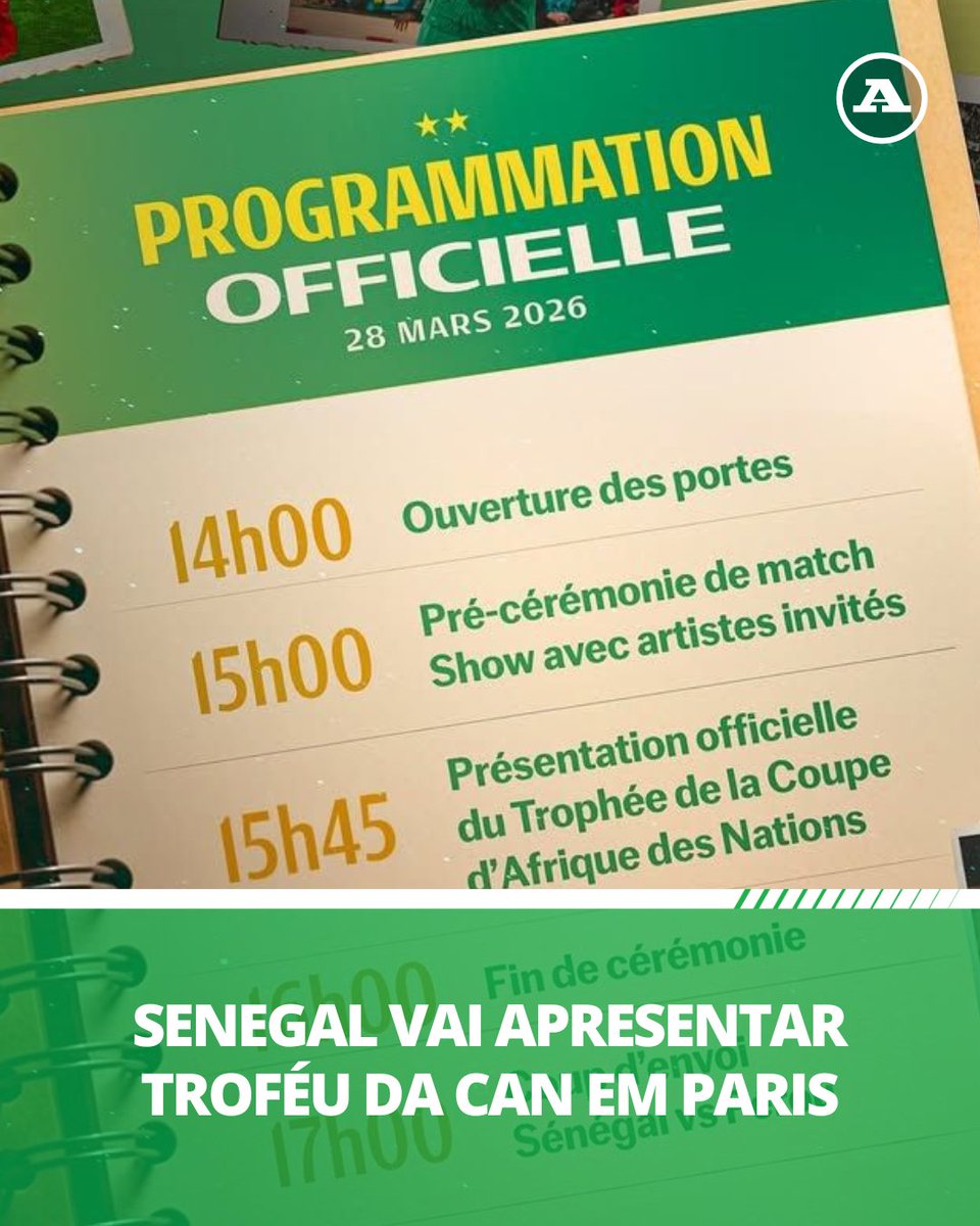 abolapt's tweet image. Mesmo em clima de polémica, o Senegal tem festa marcada. 🇸🇳

A Federação Senegalesa vai apresentar o troféu da CAN 2025 este sábado, em Paris, antes do particular com o Peru, apesar da decisão da CAF que atribuiu a vitória a Marrocos.

#senegal #marrocos #can