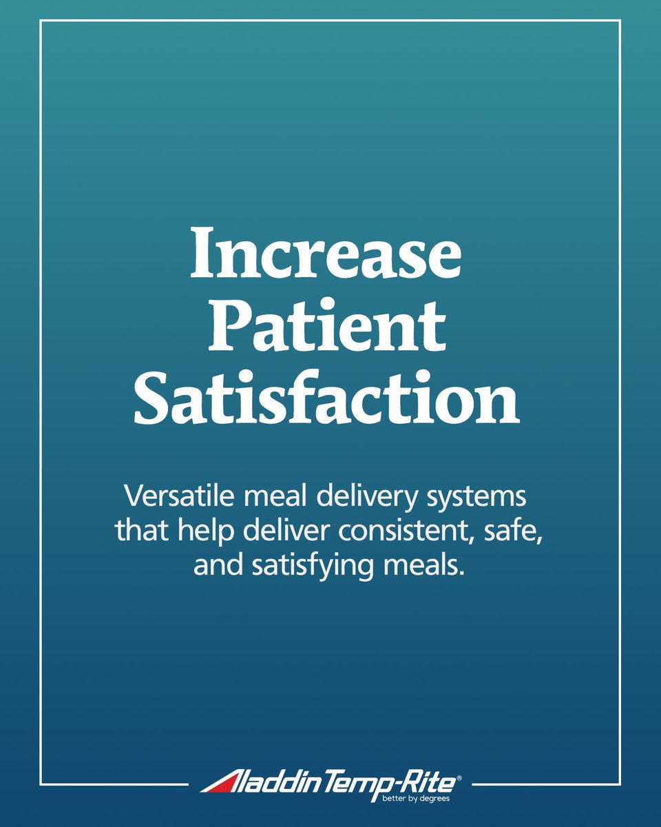 AladdinTempRite's tweet image. At Aladdin Temp-Rite, one of our biggest goals is helping healthcare teams serve patients nutritious meals at the right temperature. Patient satisfaction is always the best reward!

#aligroupfs #Welbilt #foodservice #foodserviceequipment #foodequipment #healthcarefoodservice