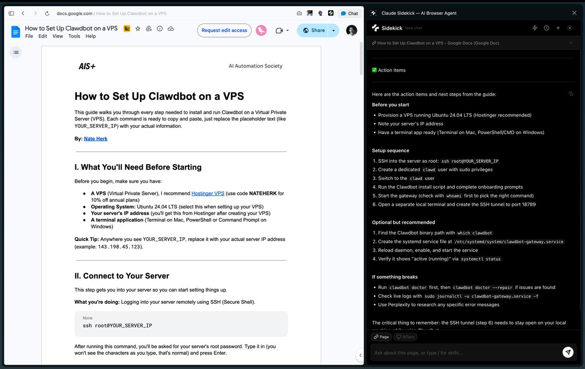 sherke_ankit's tweet photo. The thing most extensions can't do:
It reads Google Docs, Sheets, and Slides natively.
Canvas rendering means most tools can't even see the content. Claude Sidekick uses the export API with your existing Google session.
No workarounds. Just ⌘E and ask. https://t.co/iv5SZUsgDK