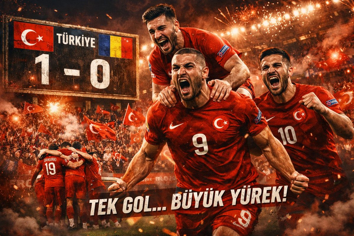 Tek gol… Büyük yürek! 🇹🇷
Romanya karşısında alınan bu değerli galibiyet,
azmin, mücadelenin ve inancın eseri oldu.
Skor belki mütevazı…
Ama yürekler sahaya sığmadı!
Helal olsun #BizimÇocuklar 👏
Nurettin Uzun