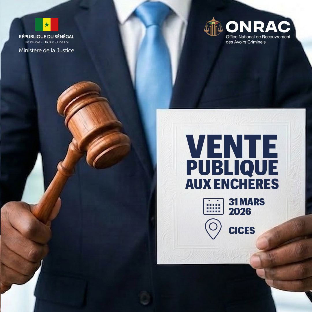 ONRACSenegal's tweet photo. 📣 Vente aux enchères ONRAC – 31 mars 2026
 Découvrez le catalogue des biens mis en vente et préparez votre participation.

👉 https://t.co/0Yq9jJHJe4 https://t.co/PeRE9bIPDT