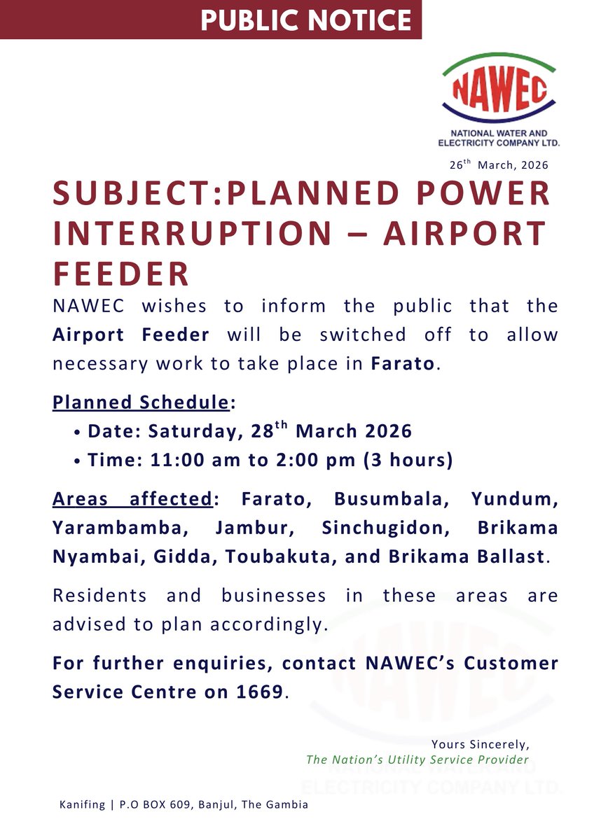 National Water and Electricity Company Limited tweet media