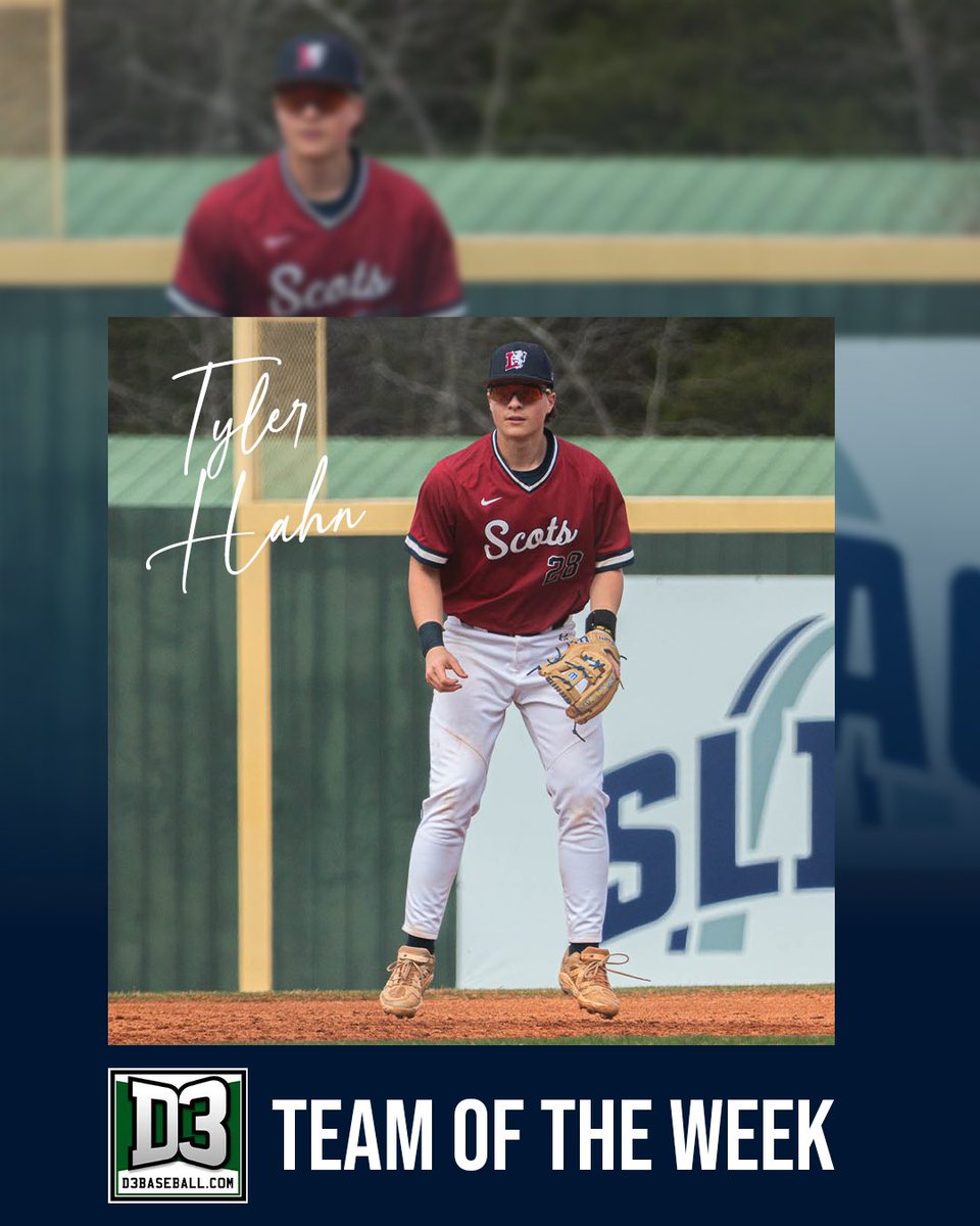 LyonAthletics's tweet photo. Congratulations to Tyler Hahn on being named to the D3Baseball.con Team of the Week!

#GoScotsGo https://t.co/Gv1e1yHGi4