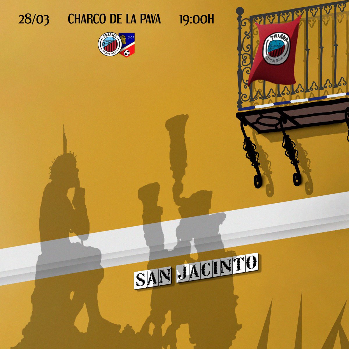 TrianaCF19's tweet photo. El próximo sábado 28 de marzo recibiremos en casa a La Puebla de Cazalla CF en el partido correspondiente a la jornada 19, jornada que quedó aplazada en el pasado mes de febrero.

Los nuestros buscarán conseguir la victoria en el Charco de la Pava y para ello necesitaremos una vez más del apoyo de toda nuestra afición.

Para el cartel semanal de este partido hemos querido rendir homenaje a nuestra querida @hdadlaestrella 

¡VAMOS TRIANA! ❤️

#TrianaPueblaDeCazalla