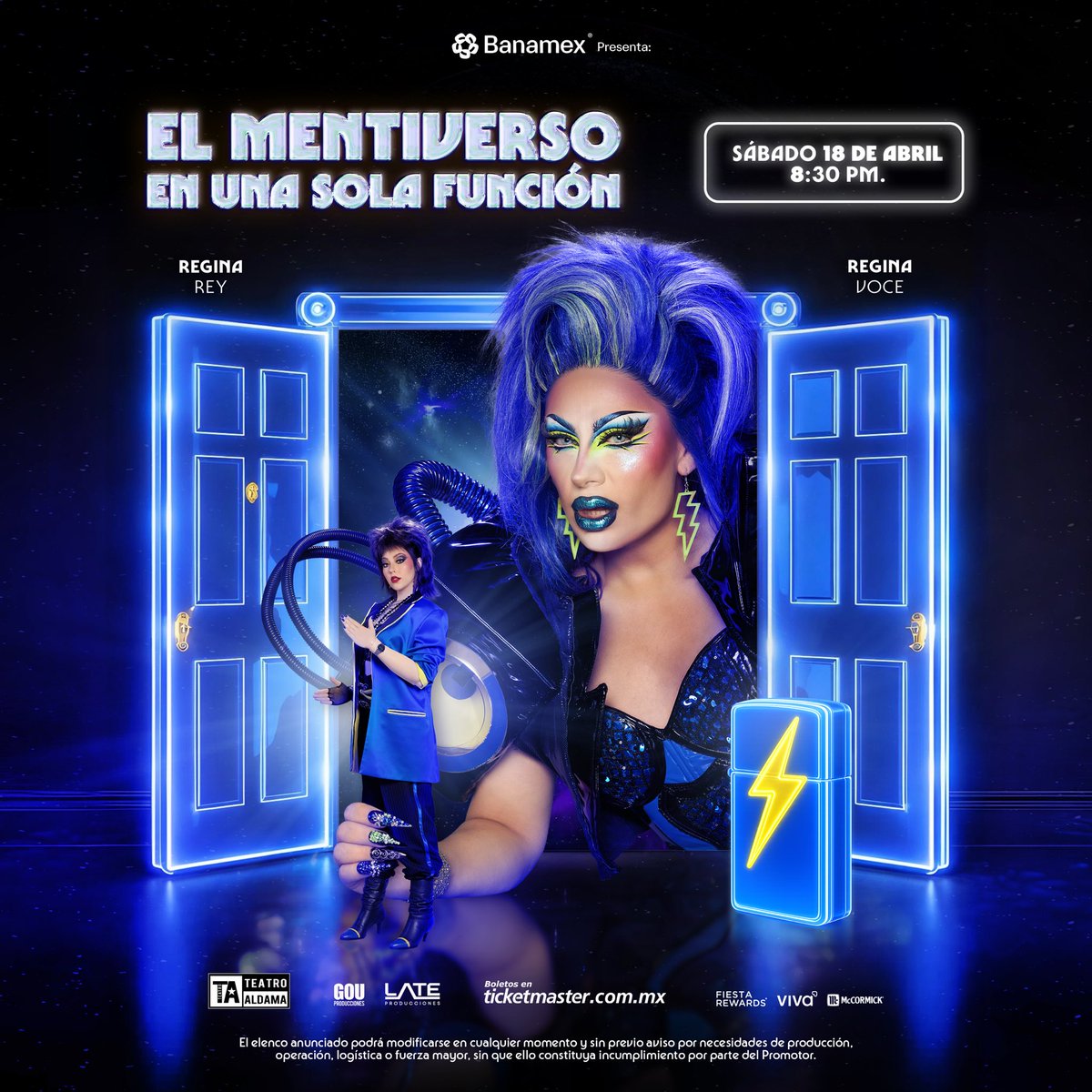 Oficialmentiras's tweet photo. ¡Tu luna mágica trae LAS DOS REGINAS! 💙🌙

@reginavocedrag y @rejasvrr serán Yuri en este #Mentiverso. 💋💛

🗓️ El próximo 18 de abril el Teatro Aldama será testigo de una función muy especial.

Boletos: https://t.co/f1gvfzXmkK https://t.co/yiWBvTJn9o