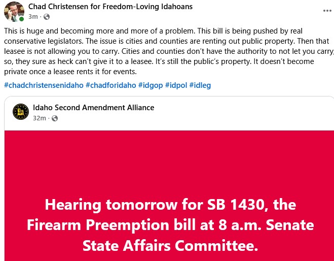 whitesheepranch's tweet image. Chad Christensen claims to love the Constitution. The only part of it he loves is the Second Amendment.

He has a history of violating the First Amendment while in office. 

#idleg #idpol #MadChad #MaxiPadChad #chadchristensen
