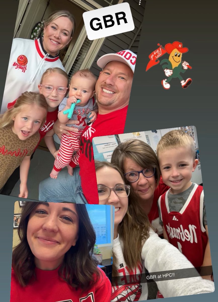 The Samuelson family showing their Husker pride!  GBR!!!!!  Ready at 7:00 am for our Sweet 16 matchup tonight!