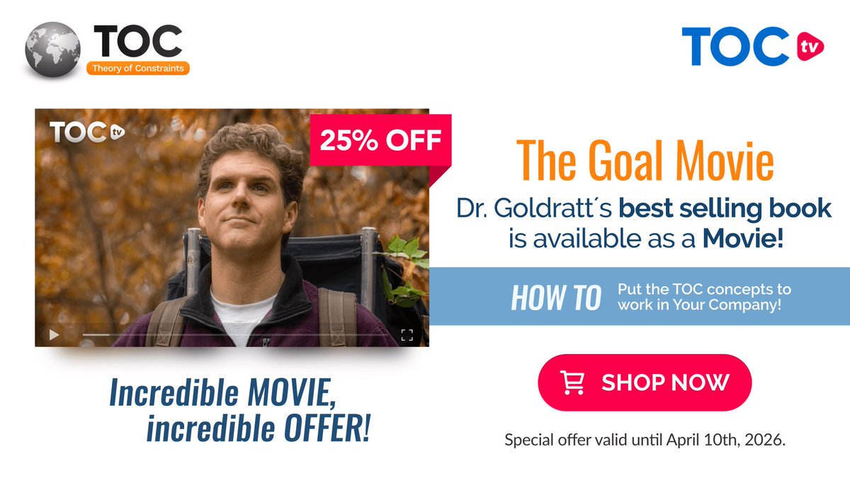 25% OFF The Goal Movie – Limited time only. 
Valid until April 10

Give your team a real competitive advantage today

SHOP NOW at: lnkd.in/gj32WRE9

#thegoalmovie
#theoryofconstraints
#goldratt
#theworldwithtoc
#marketinggroup