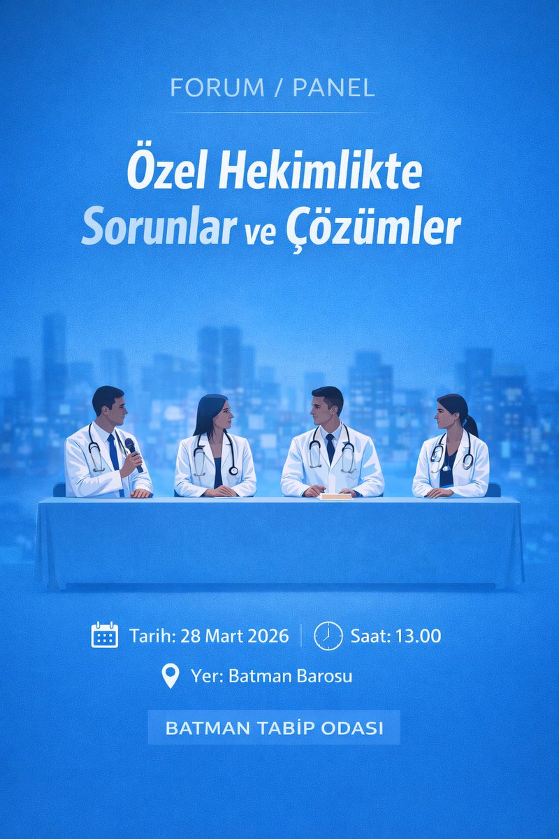 Türk Tabipleri Birliği Merkez Konsey Üyeleri, Özel Hekimlik Kolu Yürütmesi ve Avukat dostlarımızın katılımıyla gerçekleşecek etkinliğimizde, mesleki deneyimlerin paylaşılması ve ortak çözüm yollarının geliştirilmesi hedeflenmektedir.

Tüm meslektaşlarımızı bekliyoruz.