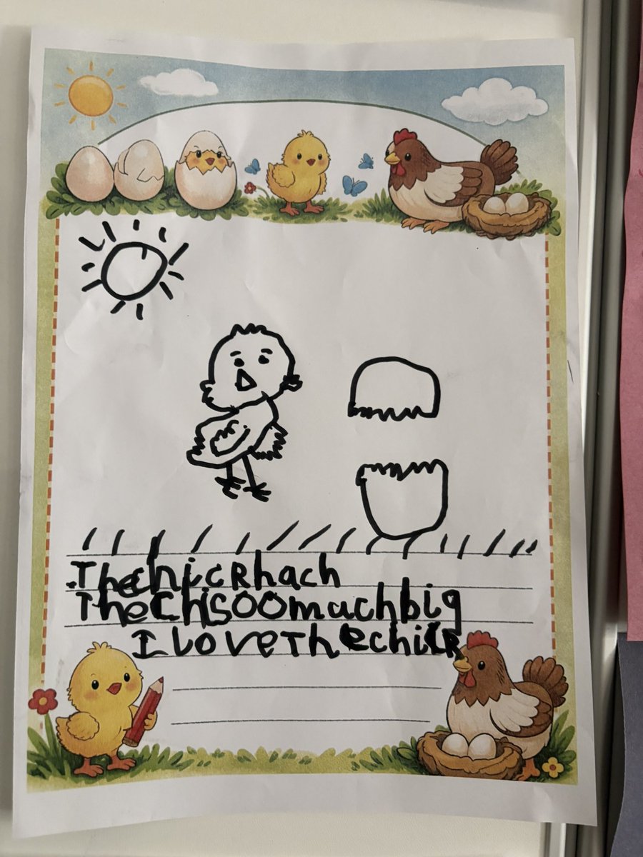 MrsGriffiths7's tweet image. In drawing club, we drew a chick! 🐣 

In literacy this week we have been reading our non fiction book ‘Egg to chicken’. We have also been discussing and writing about the life cycle of a chicken🔄 #eyfs #drawingclub #lifecycle