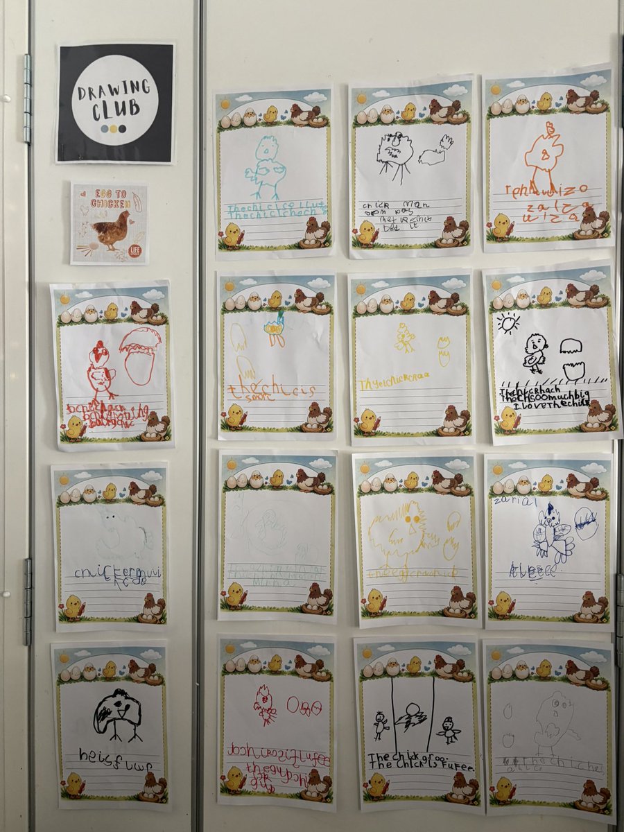 MrsGriffiths7's tweet image. In drawing club, we drew a chick! 🐣 

In literacy this week we have been reading our non fiction book ‘Egg to chicken’. We have also been discussing and writing about the life cycle of a chicken🔄 #eyfs #drawingclub #lifecycle