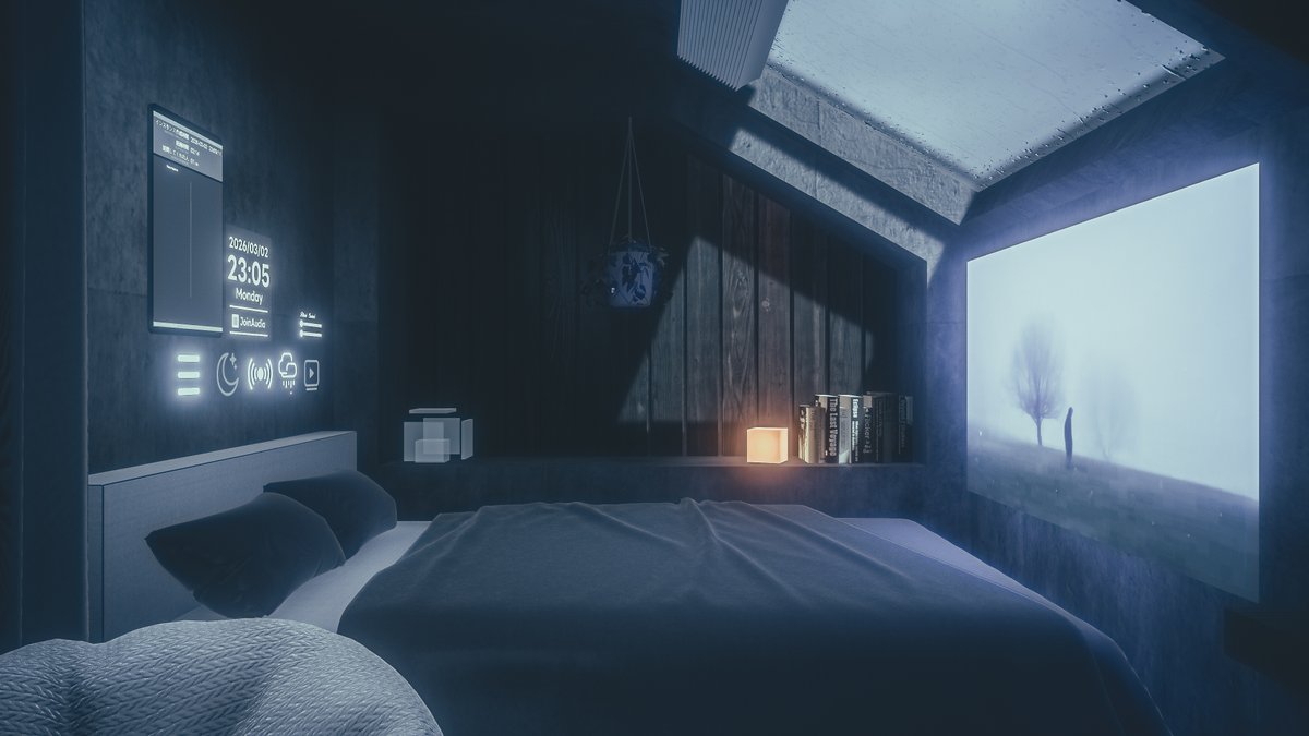 Neomance's tweet photo. Rest And Sleep In The Rainy Bedroom
雨の降る寝室での休息と睡眠

World : dusky⁄ ⁄ ⁄Downcast
Author : にぼしだよ

World URL :
https://t.co/FGesIqCBVm

#VRChat_world紹介 #Neo写真 https://t.co/rJtBRsIsPC