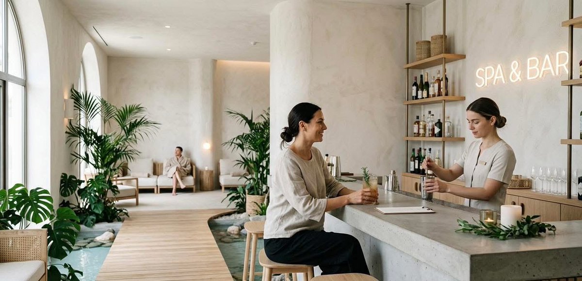 SpaAndBar's tweet photo. En Spa &amp; Bar, disfruta de nuestros tratamientos de spa que te ayudarán a relajar tu cuerpo y mente.💆🏻‍♀️
Deléitate con nuestros cócteles saludables y nutritivos en nuestro bar.🍸
✨ #Spa  🌿 #BienestarTotal 💆‍♀️ #MomentoDeRelajación https://t.co/vA1rEIyg0c