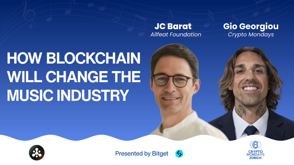 CryptoMondaysZH's tweet photo. Missed the webinar from Monday?

The Replay is Live: CryptoMondays Zurich Webinar on Music Rights & Blockchain with JC BARAT from @Allfeat_IP 

The music industry generates billions every year - but a surprising amount of royalties never reaches the right hands. Why? Fragmented metadata, disconnected systems, and unclear ownership structures.

In our latest webinar, we sat down with JC BARAT (Board Member, Allfeat Foundation) to unpack how blockchain infrastructure could help solve these long-standing challenges.
💡 Key takeaways from the session:
• Why music rights management is still broken today
• The importance of linking identifiers like ISRC & IPI
• How decentralized infrastructure can enable a shared source of truth
• The role of blockchain timestamps in protecting creators
• What this means for artists, labels, and the broader ecosystem

👉 Watch the replay and discover how the future of music rights could become more transparent, efficient, and fair:
https://t.co/h8YYRseb8H

Curious to hear your thoughts. Can blockchain fix music rights?