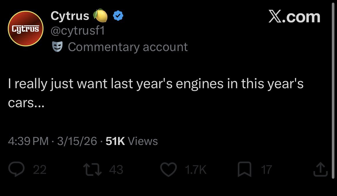 McLarensMood's tweet photo. Loving this lemon account who pretends to be a diehard F1 fan but actually knows nothing and postures himself as competent while putting other down

He thinks engineers just magically made a narrower, shorter and lighter car without having to repackage &amp; redesign power units? 😭 https://t.co/Mw6GGjSGQd