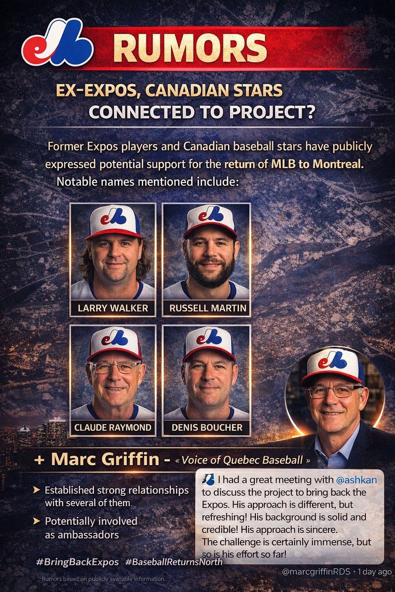 Espace_CH's tweet photo. Let's Go Expos
🚨UPDATE / RUMEURS🚨
#BringBackExpos #BaseballReturnsNorth #PeanutProject https://t.co/qHKiRpIzB9