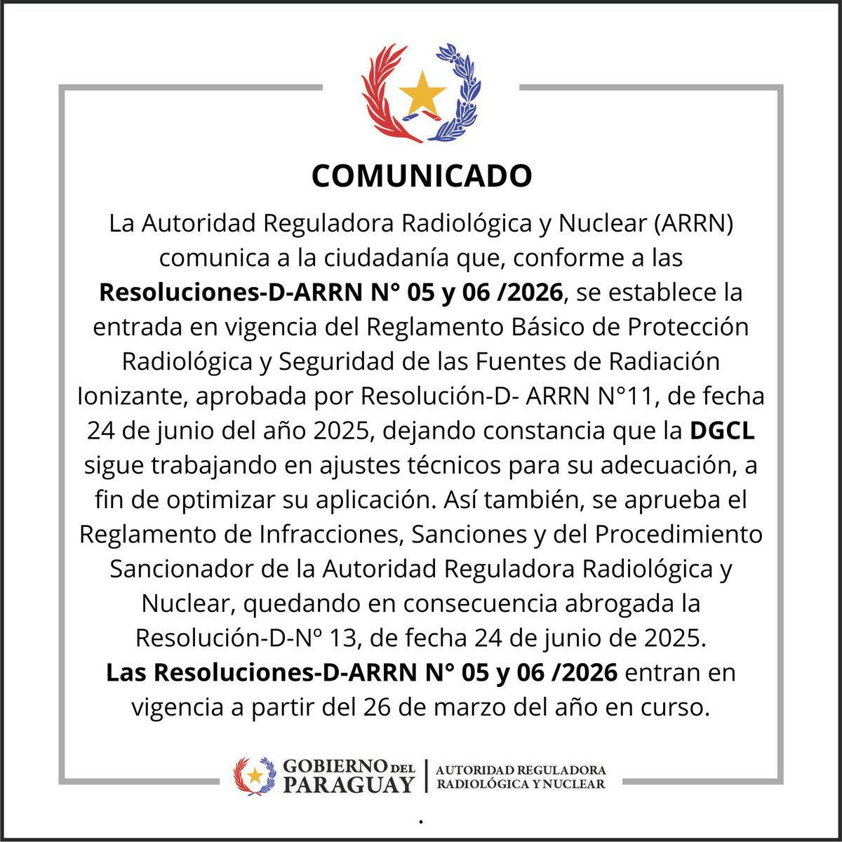 Autoridad Reguladora Radiológica y Nuclear (ARRN) tweet media