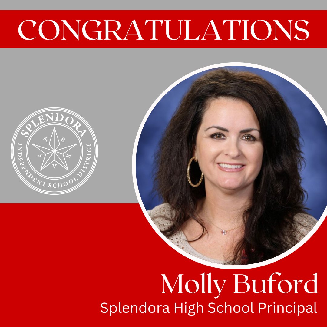 SplendoraISD's tweet photo. Molly Buford has been named the new principal of Splendora High School, succeeding Allen Painter, who retires at the end of the 2025–2026 school year. A veteran of the district since 2003, Mrs. Buford has served as a teacher and Assistant Principal. Congratulations! 🐾 https://t.co/Z4zekcDvXN