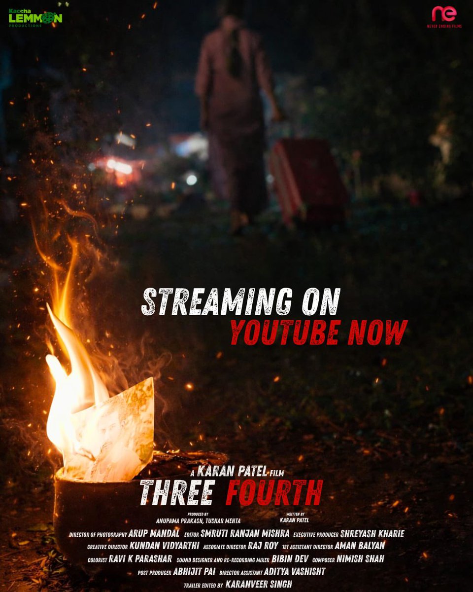 FilmsNever2818's tweet photo. 🎬 Three Fourth is now released!
Justice and madness walk the same road… but only one survives.

Written and Directed by Karan Patel
Produced by Anupama Prakash &amp; Tushar Mehta
If you’re into real cinema, this is a must watch 👀🔥

https://t.co/HyeEyTMgVf

#ThreeFourth #ShortFilm https://t.co/u9ZN1At8OX