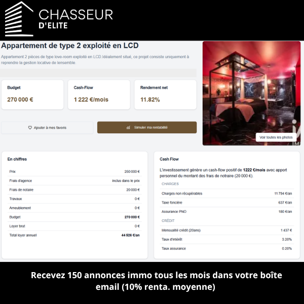 1 jour / 1 annonce Chasseur d'Élite :     
On ne s'arrête plus ! 
Voici un aperçu d'une annonce immobilière dénichée par nos chasseurs et disponible sur notre plateforme ''Chasseur d'élite''.                                         #investissementslocatifs #annoncesimmobilières