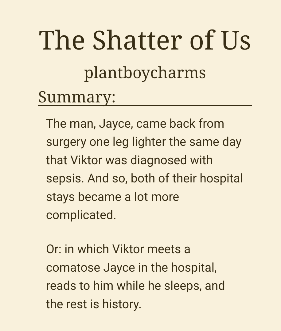ain_jeru's tweet photo. #jayvikdisabilityweek day five 🫶 Presenting my hospital fic for "acquired vs inherited." (And special Ximena shout-out) 5.1k, rated T, link below 🫶 https://t.co/O8dcUxsyhV