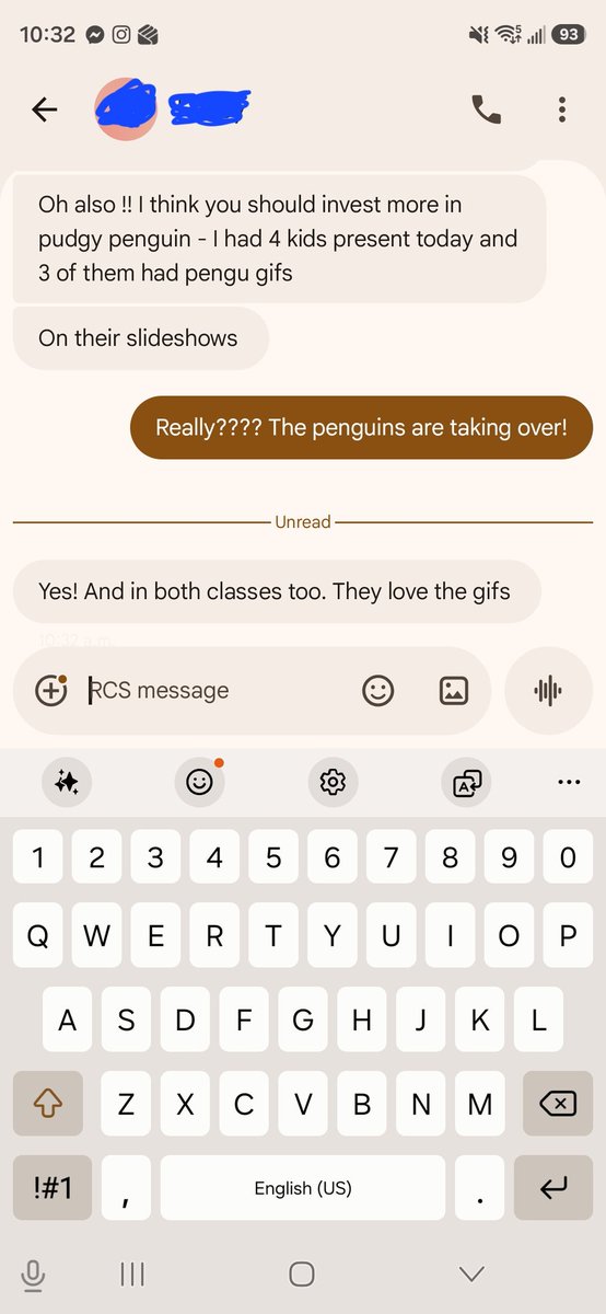 ethandbeyond's tweet photo. I got this text today. My wife's elementary school class loves the penguins! Maybe it's time to find myself a new penguin https://t.co/MG6pYel8vo
