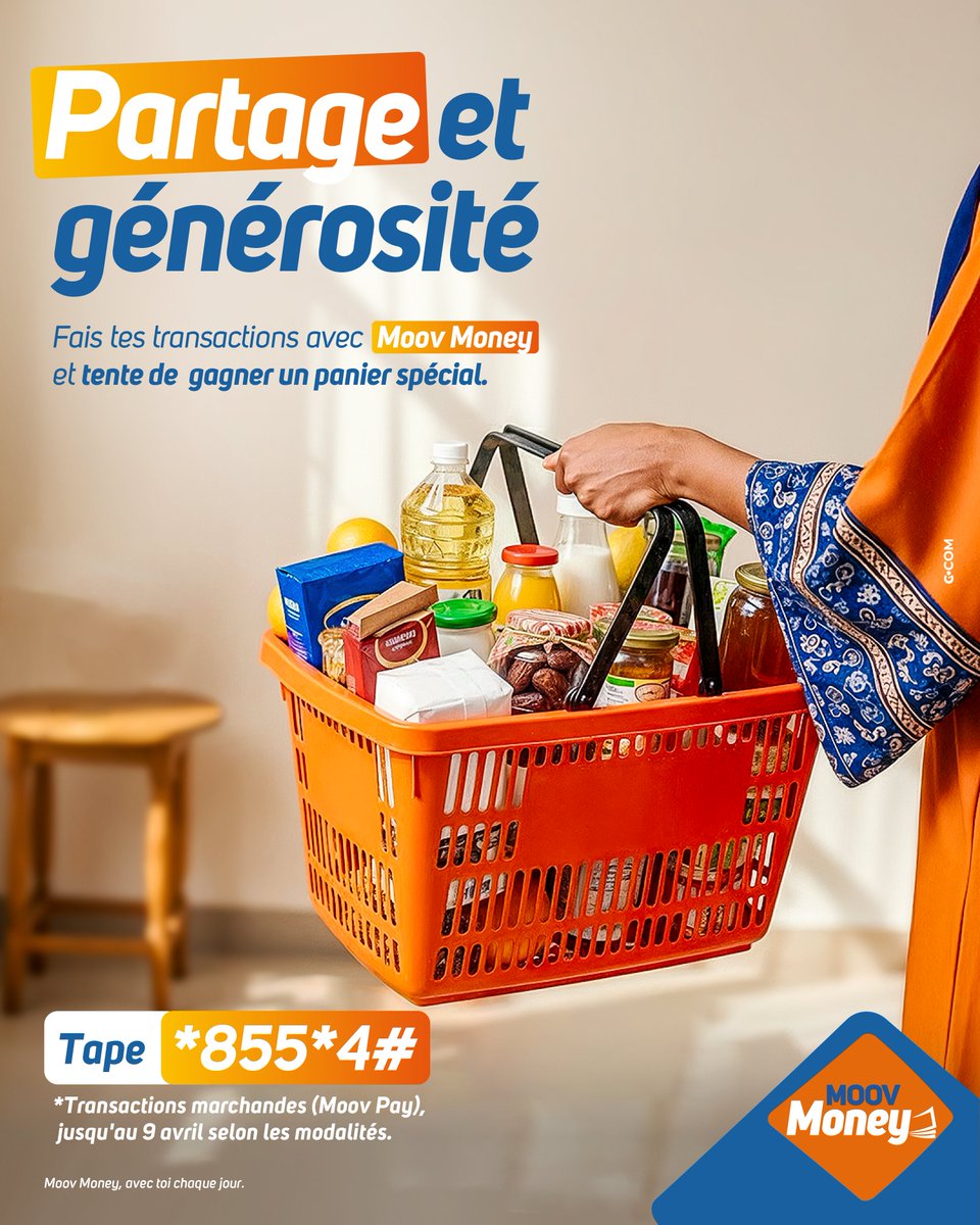 MoovMoneyBenin's tweet image. C’est le moment ! Fais tes transactions avec Moov Money et tente de gagner ton panier spécial.

N’attends plus !

Tape *855*4#, c’est peut-être toi le prochain gagnant. 

#MoovMoney
#AvecToiChaqueJour