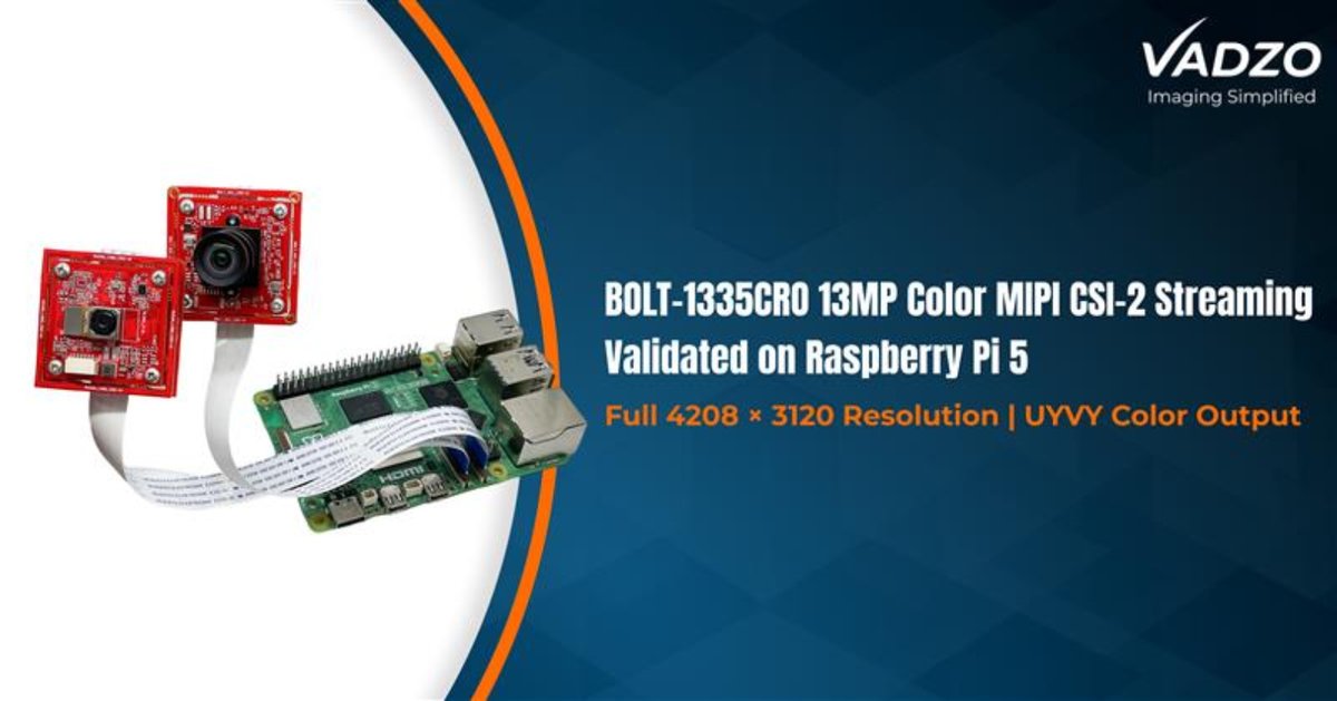 VadzoImaging's tweet image. Bolt‑1335CRO validated on Raspberry Pi 5!

13MP color MIPI CSI-2 with OIS autofocus, V4L2 streaming, full sensor control &amp;amp; dual-camera support — ready for robotics, industrial automation &amp;amp; edge AI.

Check Out: vadzoimaging.com/product/ar1335…

#EmbeddedVision #EdgeAI #VadzoImaging