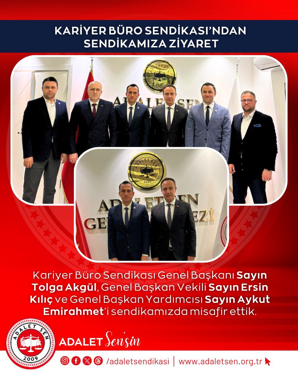 Kariyer Büro Sendikası Genel Başkanı Sayın Tolga Akgül, Genel Başkan Vekili Sayın Ersin Kılıç ve Genel Başkan Yardımcısı Sayın Aykut Emirahmet’i sendikamızda misafir ettik.

Gerçekleştirilen ziyarette, çalışma hayatına ilişkin güncel konular ve sendikal süreçler üzerine
