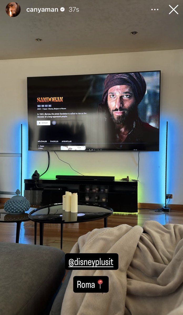 ♦️#CanYaman IG Story 

Chill at home with Disney Plus Italy and his own #Sandokan