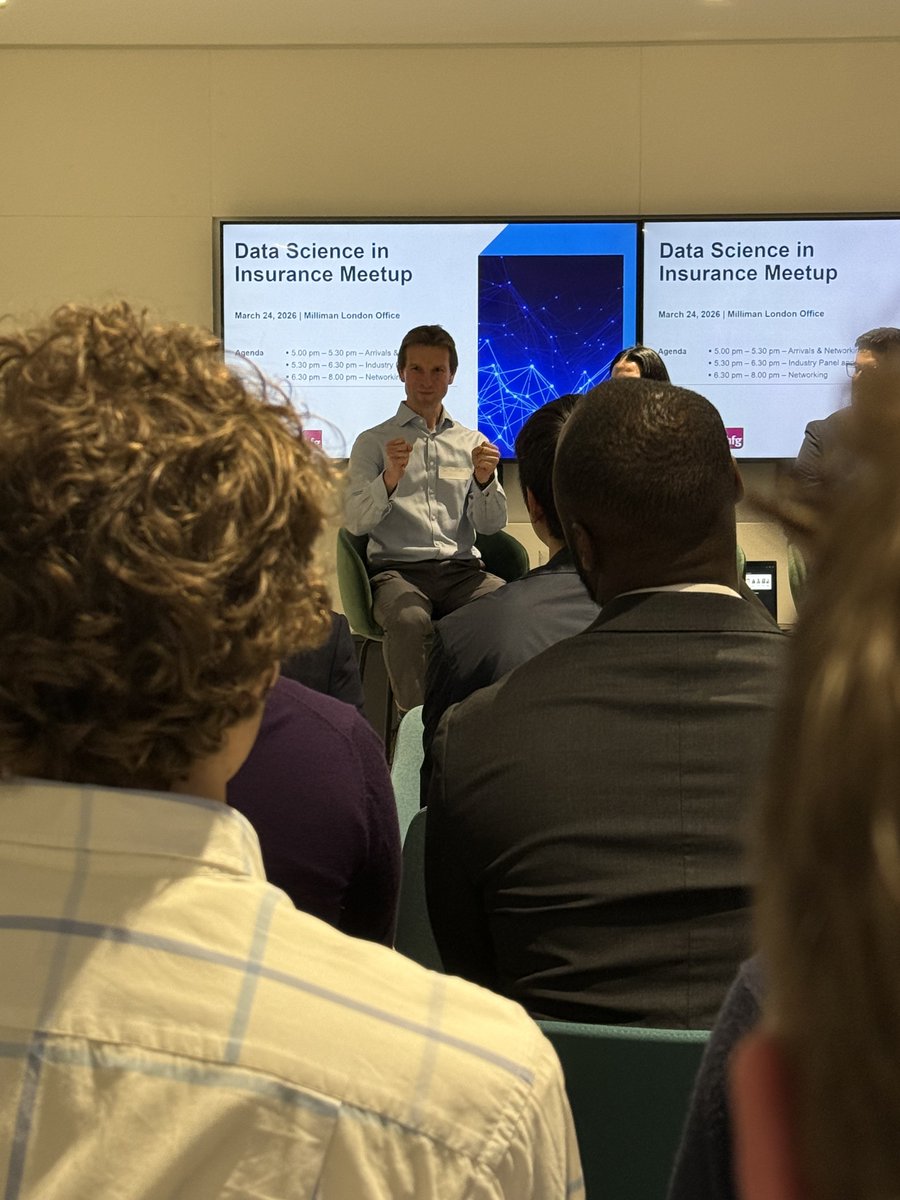 HFGInsuranceRec's tweet photo. Great to host our first Data Science in Insurance Meetup at Milliman on Tuesday. We saw a gap for data scientists in insurance to connect &amp; it was fantastic to start bringing this community together.

Huge thanks to our panel and to everyone who joined us. https://t.co/rvUAvFhZze