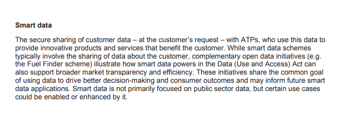 owenboswarva's tweet image. Smart Data Strategy gov.uk/government/pub… new from @biztradegovuk

"Smart data" is mainly about sharing customer data, but the same Government powers (in the DUA Act) can also be used to mandate release of open data e.g. the Fuel Finder scheme

#smartdata #opendata #datasharing