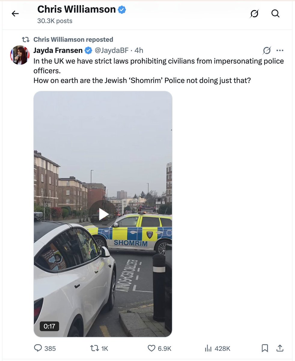Former Labour MP Chris Williamson sharing neo-Nazi Jayda Fransen's antisemitic propaganda. Williamson is now deputy leader of George Galloway's Workers Party of Britain.