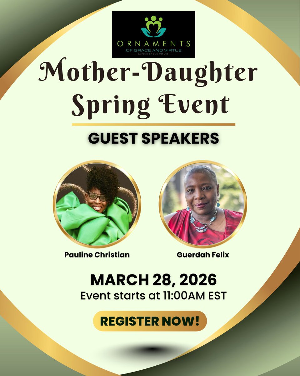 OGAVIntl's tweet photo. Meet our guest speakers: Pauline Christian &amp; Guerdah Felix. 

🗓 Saturday, March 28, 2026
⏰ North America- 11:00 AM EST 

Register through one of the following platforms:
Eventrbite: https://t.co/HpYej8Q5r8 
OR
AllEvents: https://t.co/cICVZYEO5i https://t.co/7mjjGpdlnL