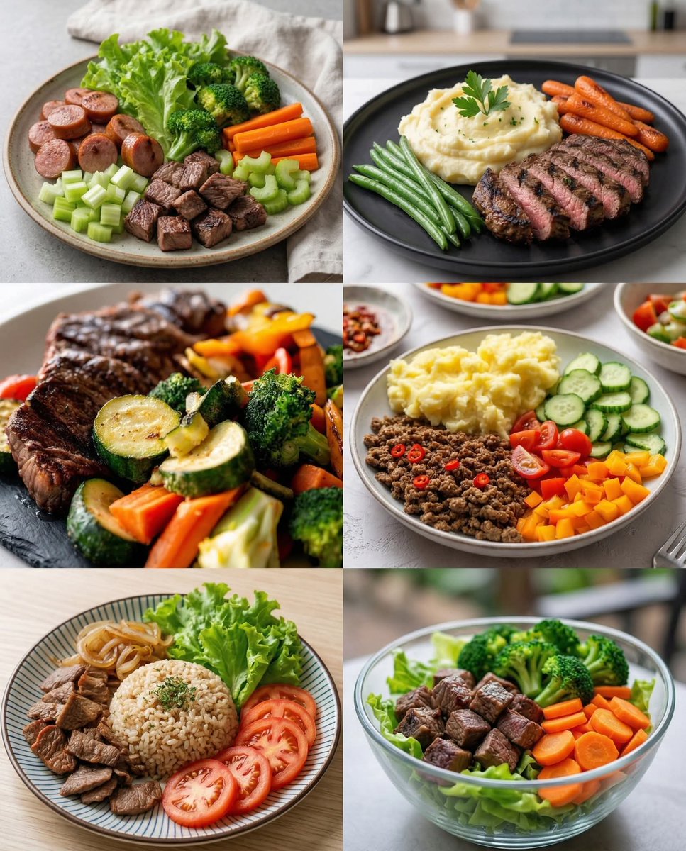 Deliciosas cenas… 🥩🥕🥬🥑⤵️

🔸 Plato balanceado de carne con vegetales 🥩🥦🥕

🔸 Ingredientes 🍽️:

Carne de res 🥩
Brócoli 🥦
Zanahoria 🥕
Apio 🥬
Salchicha 🌭
Aceite de oliva 🫒
Sal 🧂
Pimienta negra 🌶️
Ajo en polvo 🧄

🔸 Preparación 👨‍🍳:

1️⃣ Sazona la carne 🥩 con sal 🧂,