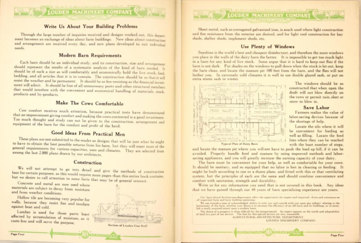 Louden Barn Plans, Fairfield, Iowa. 1915. Found in the Internet Archives. archive.org/details/Louden… #SaveOntarioBarns