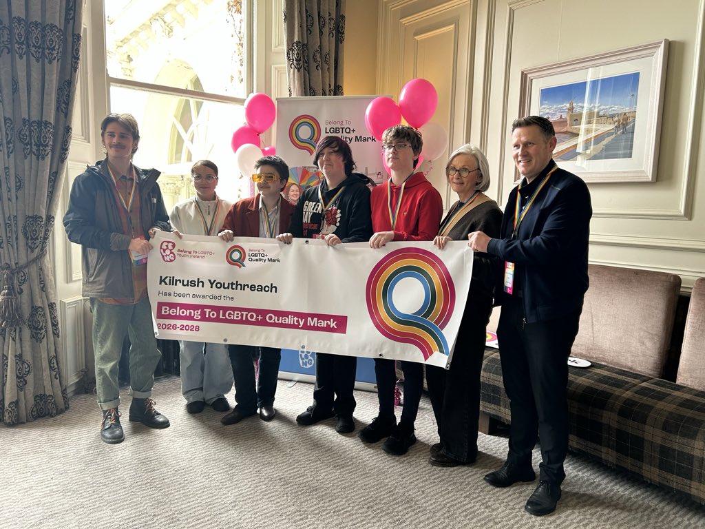 KilrushYR's tweet photo. 26-03-2026- Great Day for Kilrush Youthreach Learners first Centre in #lcetb to be presented the Belong To- 🏳️‍🌈 LGBTQ+ Quality Mark @Marine Hotel Dublin https://t.co/0t2rkUVlOf