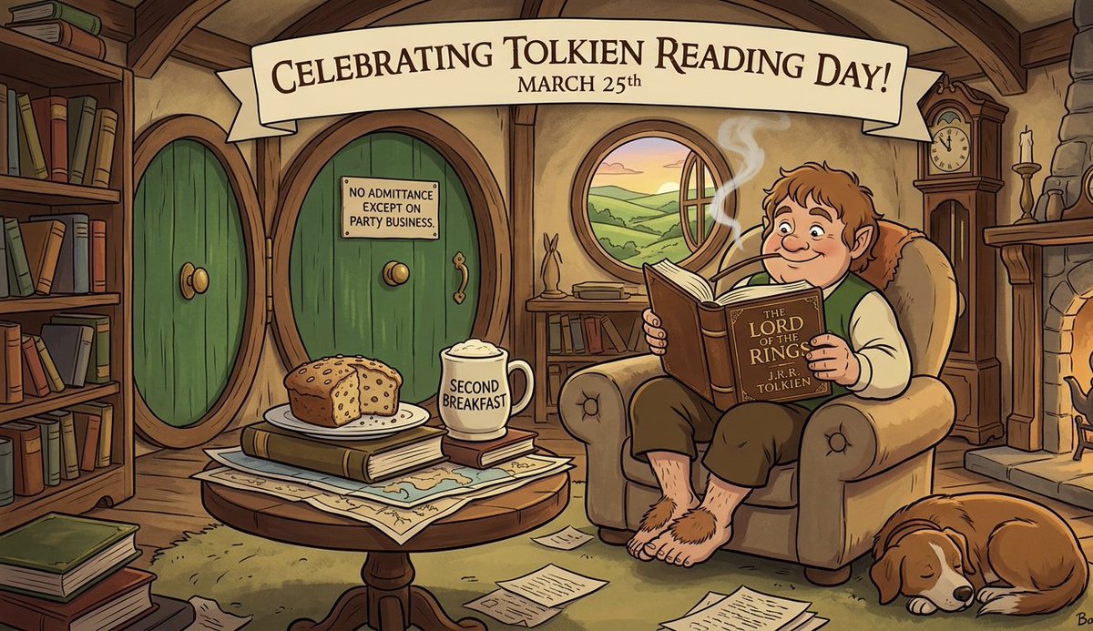 Rudeboythirty3's tweet image. One does not simply "read one chapter" of Tolkien. See you all in the Fourth Age. 🖐️👁️ #TolkienReadingDay