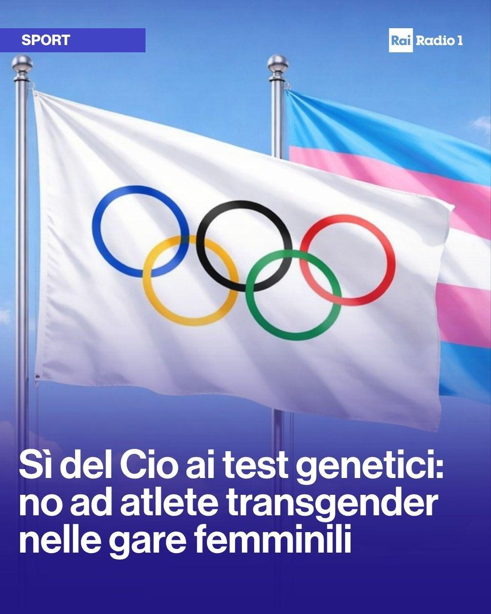 Radio1Rai's tweet image. 🔵#Olimpiadi Il #Cio (Comitato Olimpico Internazionale) reintroduce i test genetici: la partecipazione alle gare femminili delle Olimpiadi di Los Angeles del 2028, saranno subordinate al test cromosomico, come avveniva dal 1968 al 1996.
