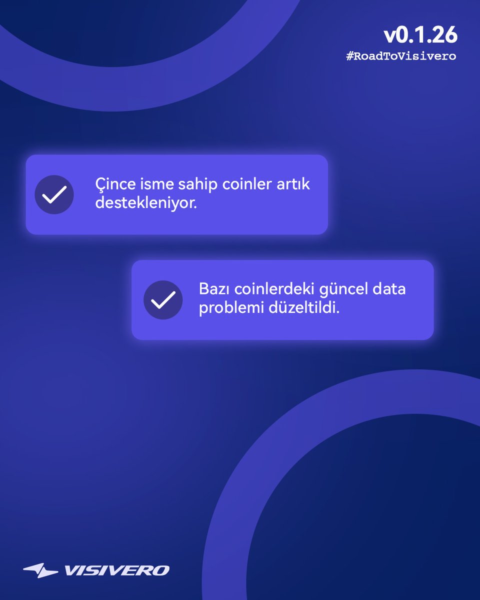 visivero's tweet photo. v0.1.26 güncellemesi 🔧
#RoadToVisivero
✔️ Çince isme sahip coinler artık destekleniyor
✔️ Bazı coinlerdeki data problemleri düzeltildi

Adım adım ilerliyoruz…
Her gün biraz daha net, biraz daha güçlü.
Bu daha başlangıç.

Sırada ne var sizce? 👇 https://t.co/3vNocbexZK