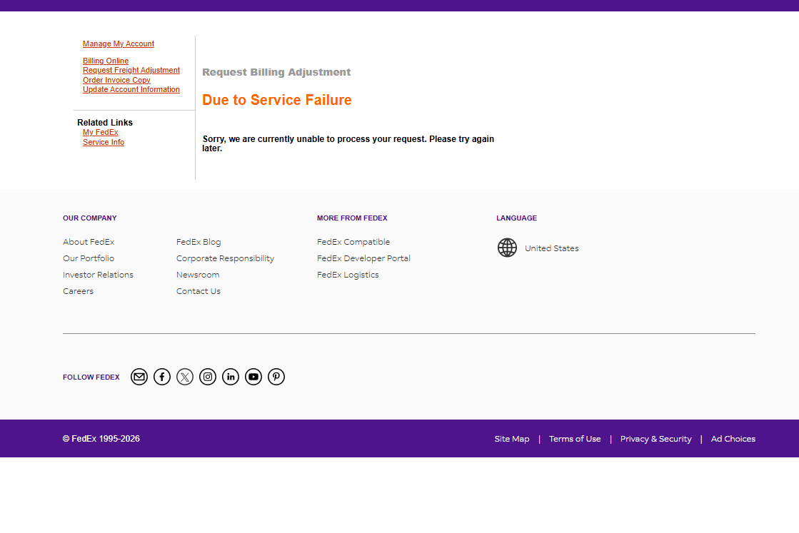 wmarx_STL's tweet photo. Hey @FedEx @FedExHelp it's me again. The shipment arrived and your billing adjustment claim service is still down. You told me once the package arrived I could file a claim. 

I'll post the tracking numbers for you again 

889886536936 
889886536947 https://t.co/jD7oPAwyXD