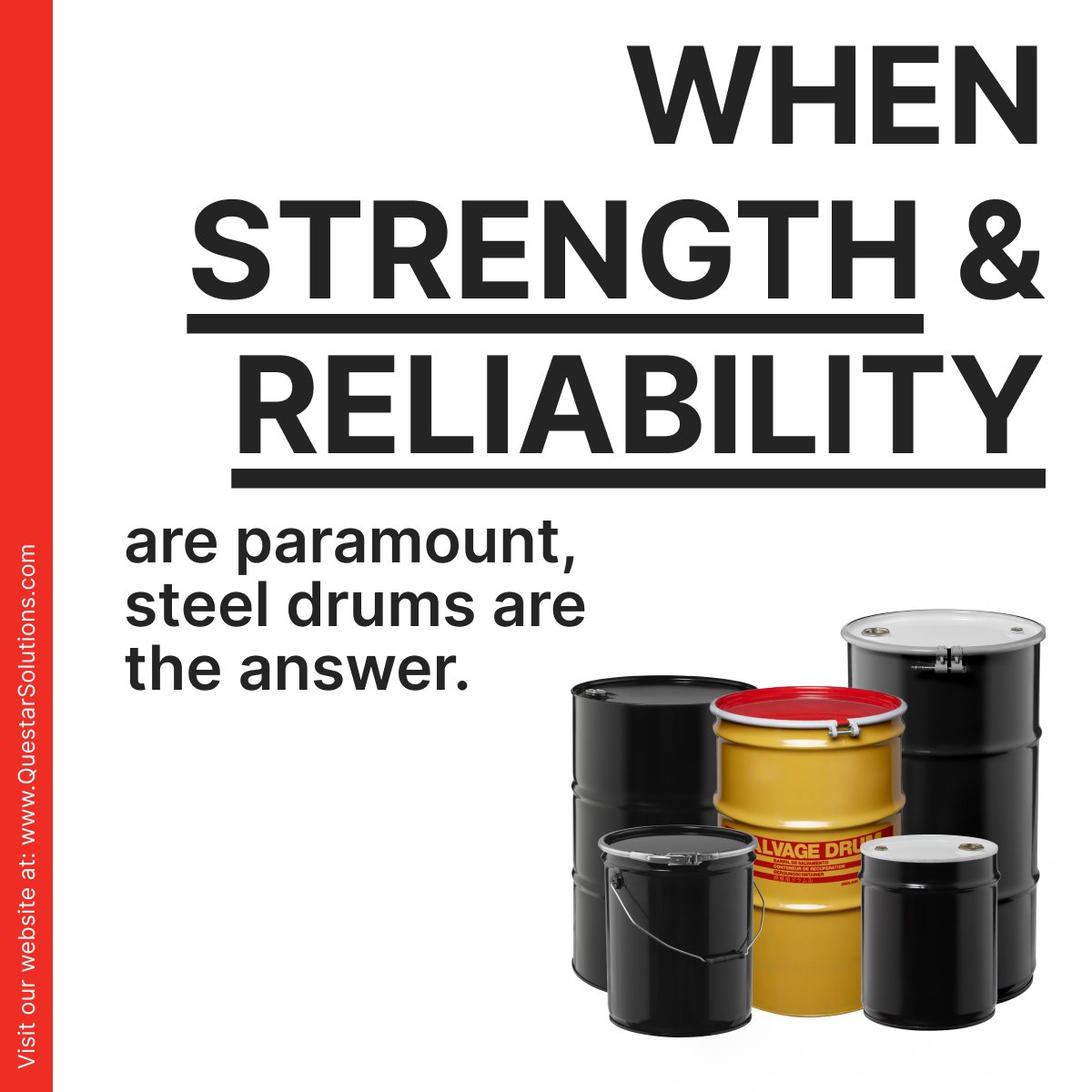 QuestarSolution's tweet image. @QuestarSolution offers a selection of #SteelDrums built to withstand the toughest industrial applications. Engineered for maximum durability and compliance with rigorous safety standards, our drums provide secure containment for a range of materials.

hubs.la/Q045B9cd0