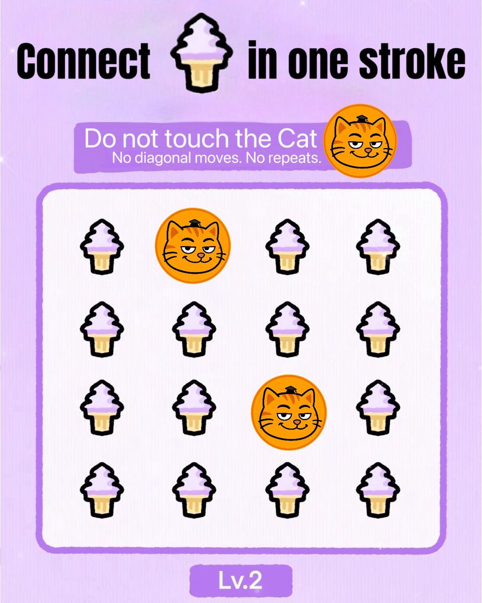 Coincat_Global's tweet image. Level 2

One line only.
No crossing.
Warm up Game Spirit

#CCAT #Edufi 
#PuzzleChallenge #BrainTeaser #MindGame #Web3Community