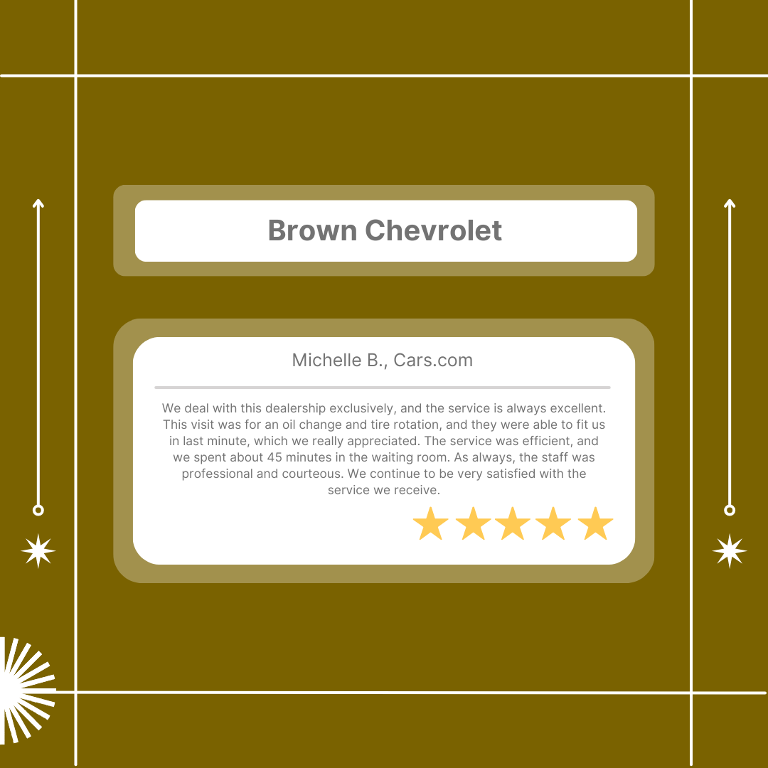 Thank you, Michele! We’re glad we could accommodate your oil change and tire rotation, and we appreciate your kind words about our staff. We look forward to your next visit!