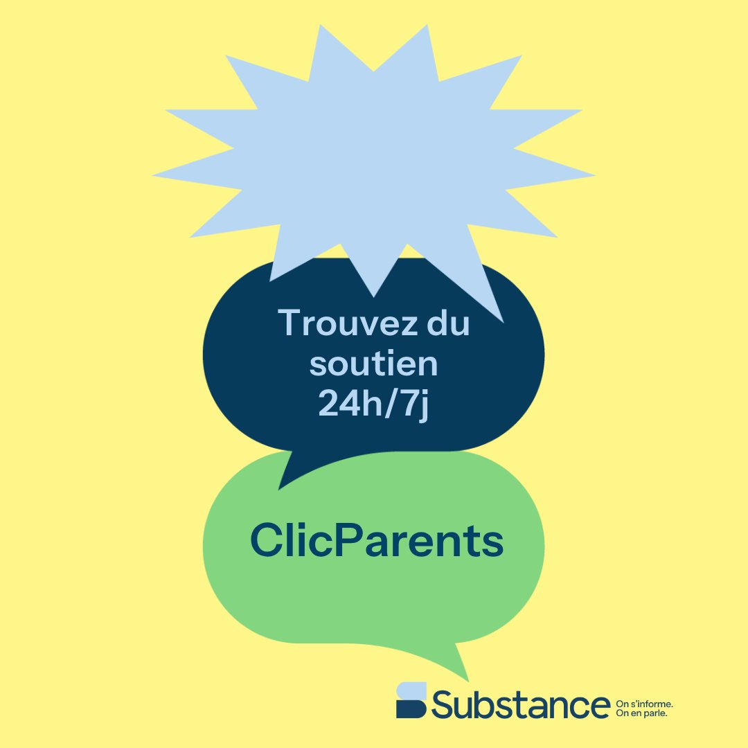 Parler de la consommation de substances de votre adolescent peut être complexe, mais vous n'êtes pas seul.  ClicParents, notre service de soutien parental est gratuit, confidentiel et là pour vous guider. 
parlersubstance.org/soutien/suppor…

#SoutienParental #ParlerSubstance #Jeunesse