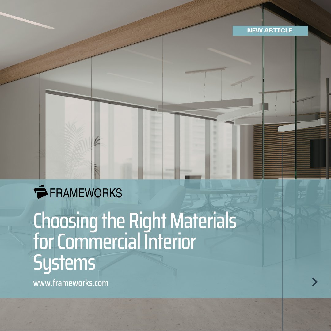 Material choices play a critical role in how commercial interior systems perform, adapt, and endure over time. Explore what to consider when choosing materials: frameworks.com/2026/03/choosi…

#Frameworks #Architecture #AluminumFrames #FrameworksManufacturing #AluminumFramingSystems