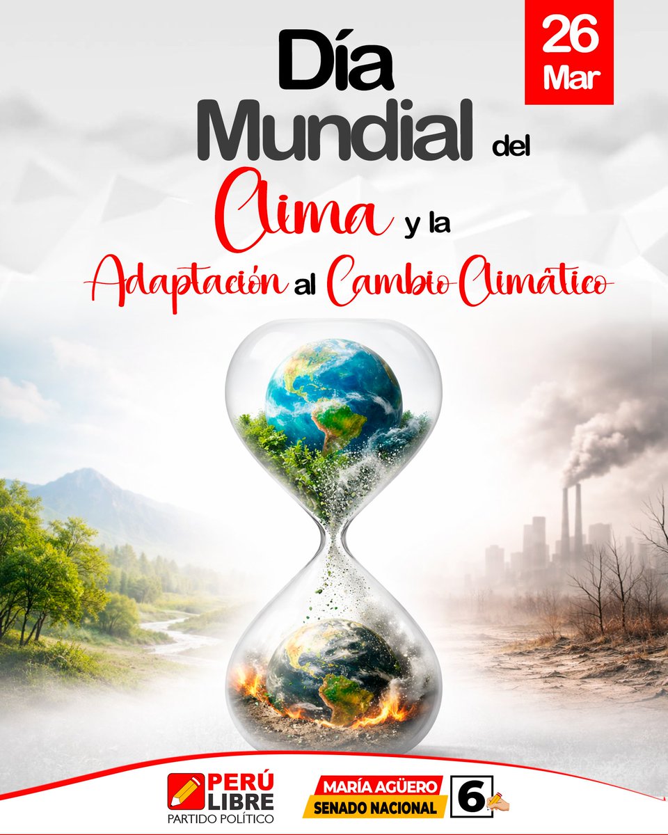 🌍 Día Mundial del Clima y la Adaptación
El Perú es altamente vulnerable al cambio climático. Adaptarnos ya no es una opción, es una necesidad.
Impulsemos acciones: 💧agua sostenible, 🌱ecosistemas, 🏔️prevención y 🌾agricultura resiliente.
🌎 Cuidar el planeta es cuidar la vida.